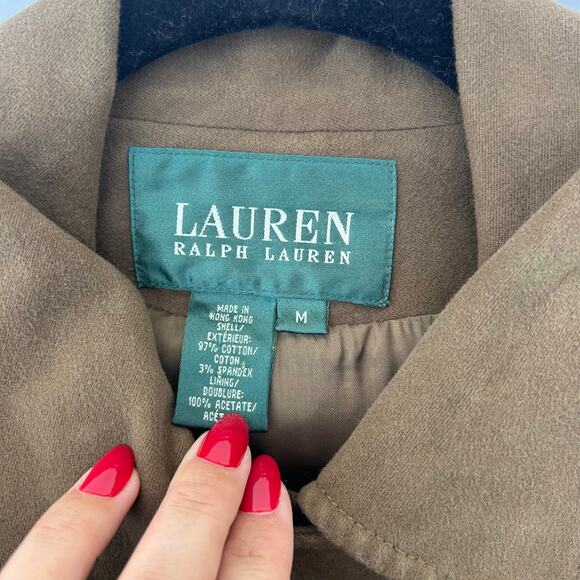 Vintage Ralph Lauren Military Field Coat Peacoat Army Green Hong Kong 90s Cotton - Picture 4 of 8